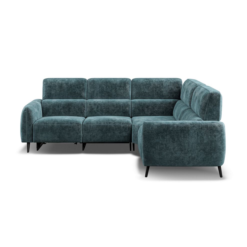 Juliette Left Hand Corner Sofa With One Recliner and Power Headrest in Descent Blue Fabric Thumbnail 2