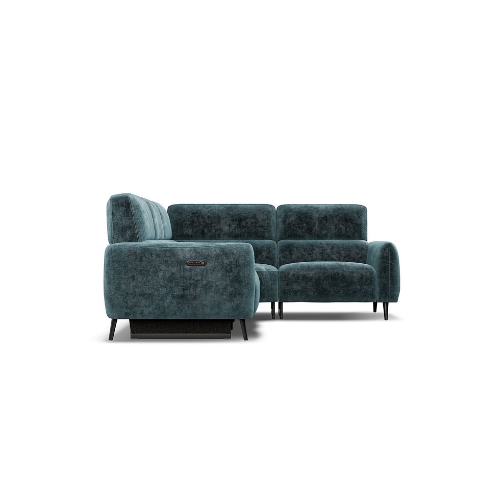 Juliette Left Hand Corner Sofa With One Recliner and Power Headrest in Descent Blue Fabric 6