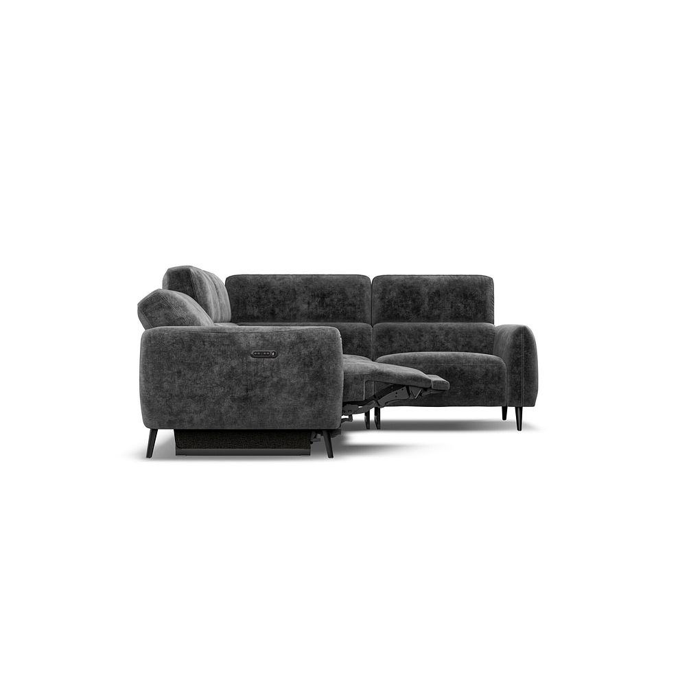 Juliette Left Hand Corner Sofa With One Recliner and Power Headrest in Descent Charcoal Fabric 7