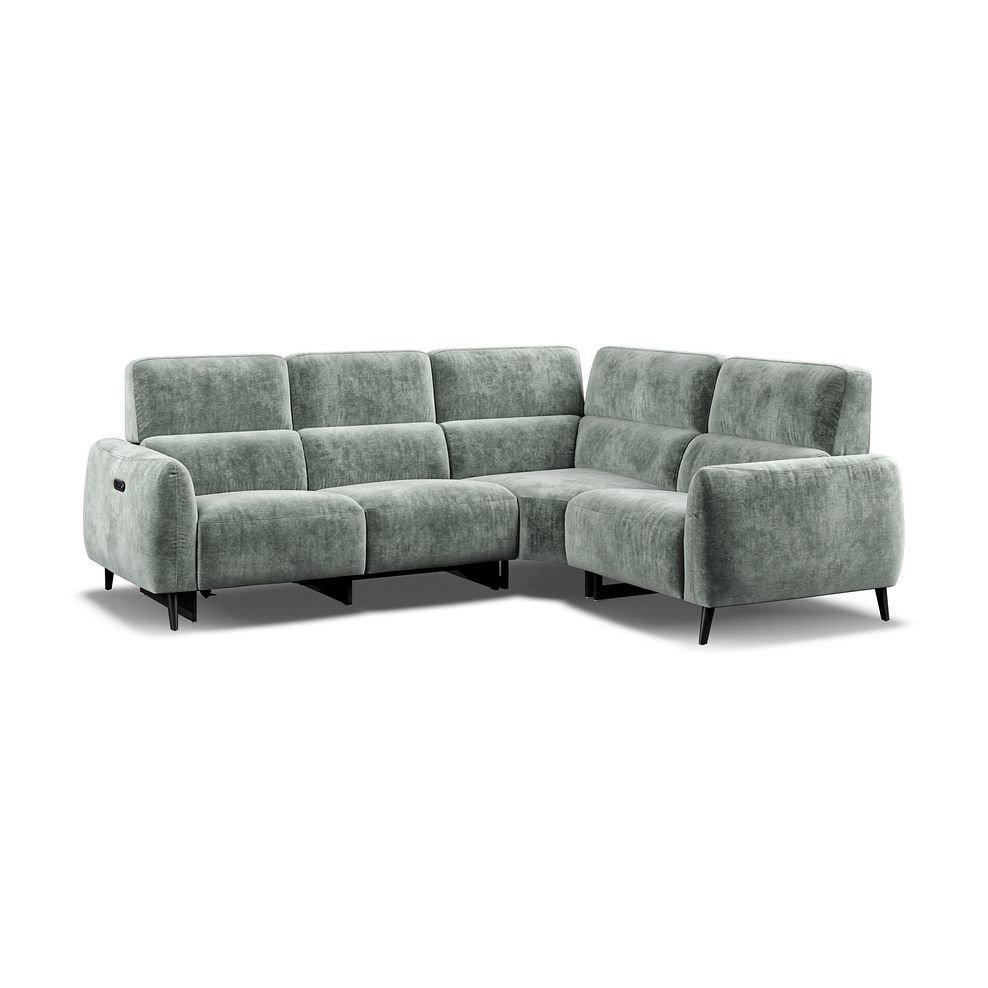 Juliette Left Hand Corner Sofa With One Recliner and Power Headrest in Descent Pewter Fabric 1