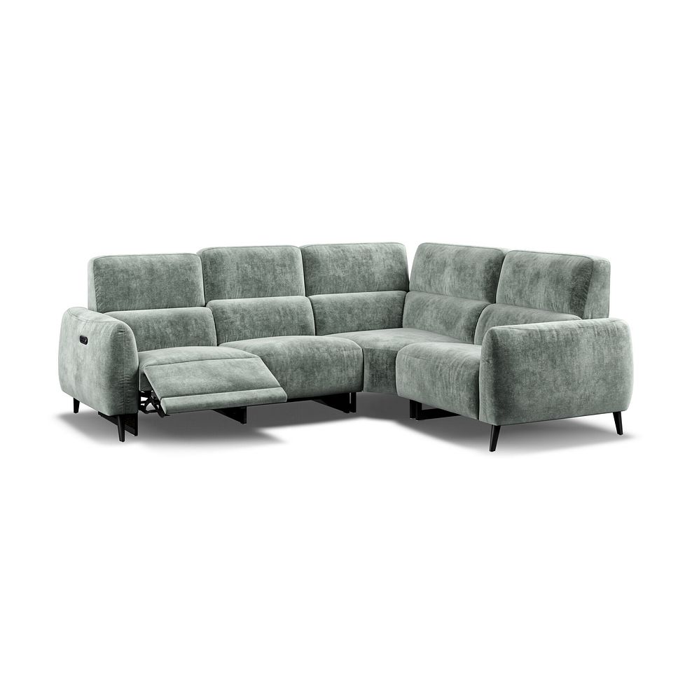 Juliette Left Hand Corner Sofa With One Recliner and Power Headrest in Descent Pewter Fabric Thumbnail 3