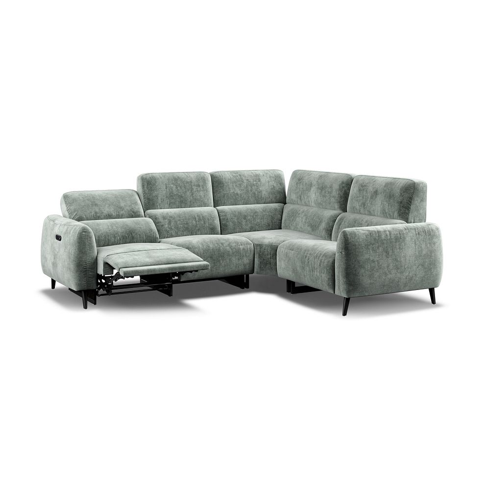 Juliette Left Hand Corner Sofa With One Recliner and Power Headrest in Descent Pewter Fabric Thumbnail 4