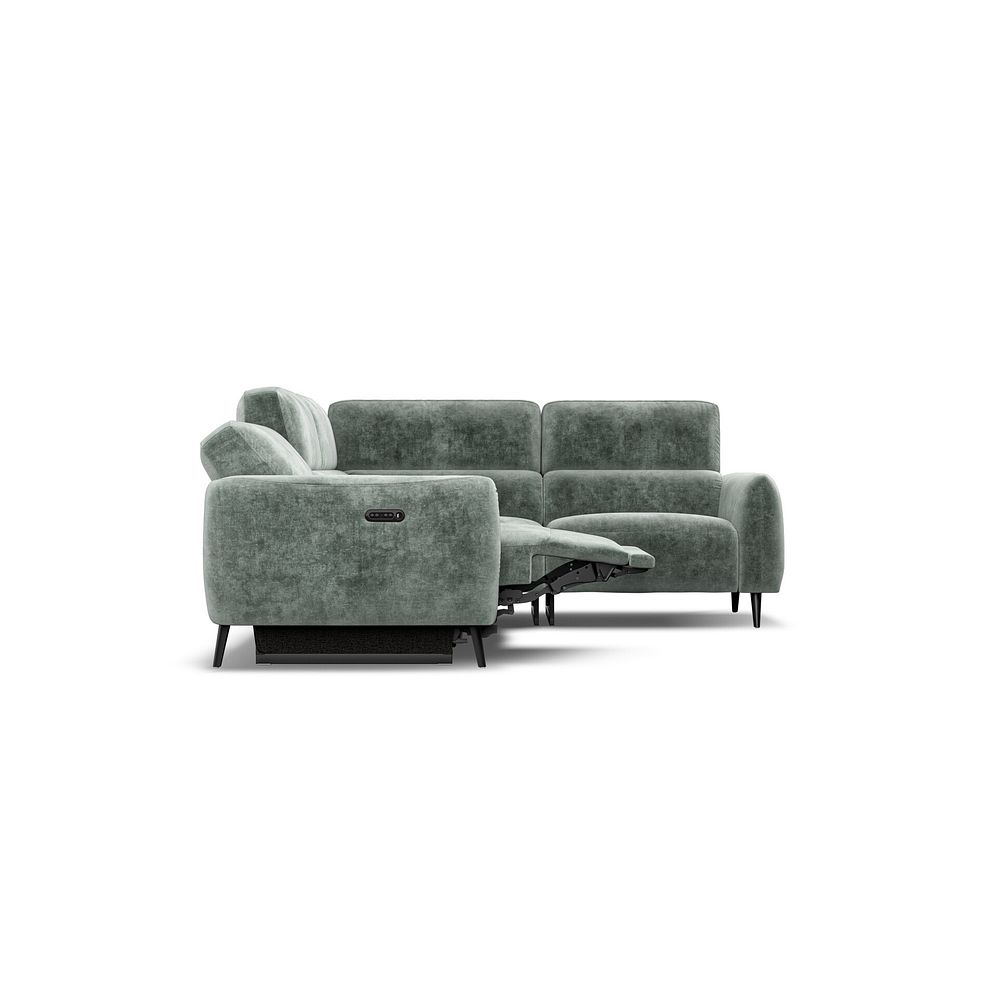Juliette Left Hand Corner Sofa With One Recliner and Power Headrest in Descent Pewter Fabric 7