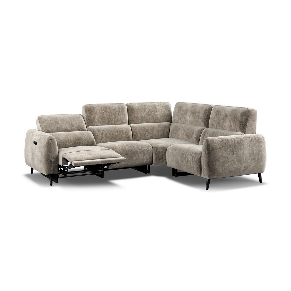 Juliette Left Hand Corner Sofa With One Recliner and Power Headrest in Descent Taupe Fabric Thumbnail 4