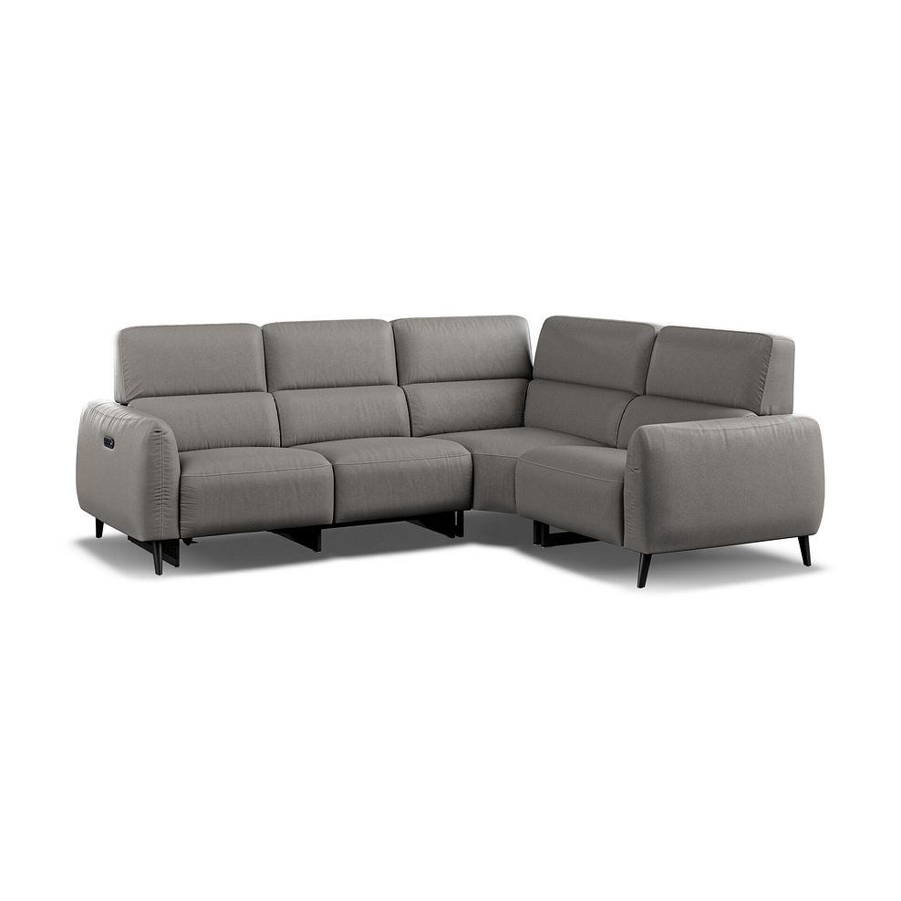 Juliette Left Hand Corner Sofa With One Recliner and Power Headrest in Elephant Grey Leather