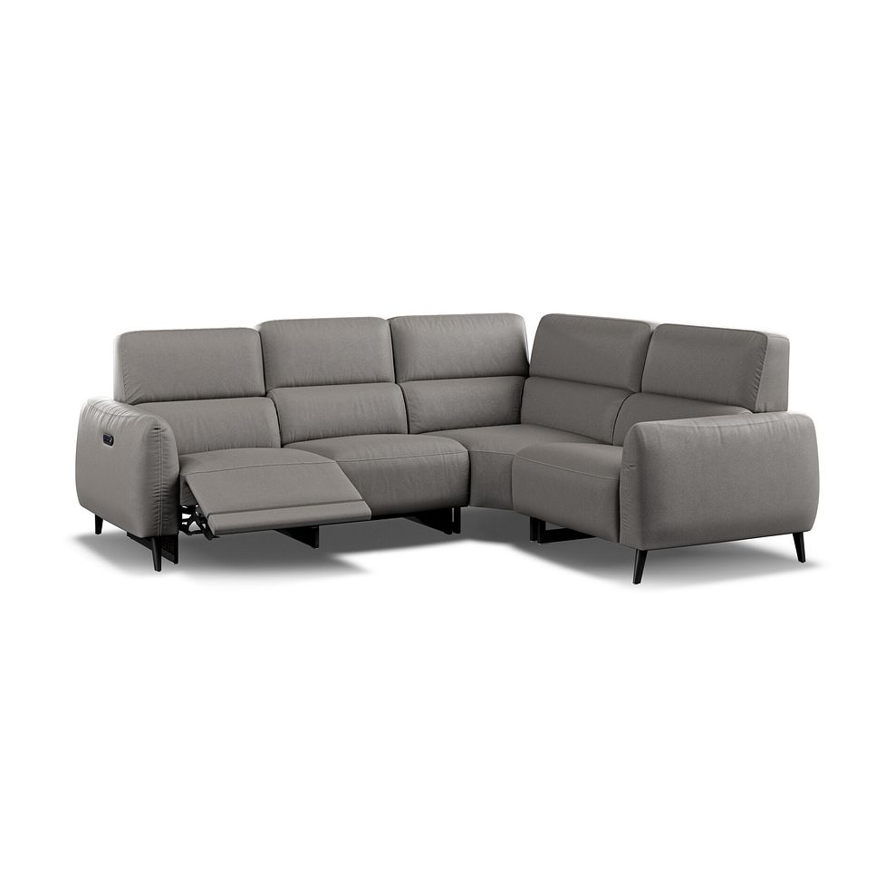 Juliette Left Hand Corner Sofa With One Recliner and Power Headrest in Elephant Grey Leather 2