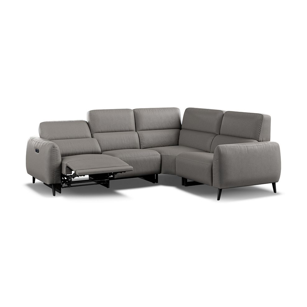 Juliette Left Hand Corner Sofa With One Recliner and Power Headrest in Elephant Grey Leather 3