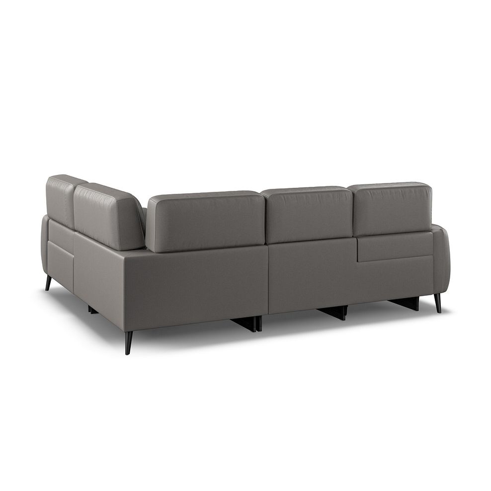 Juliette Left Hand Corner Sofa With One Recliner and Power Headrest in Elephant Grey Leather Thumbnail 4