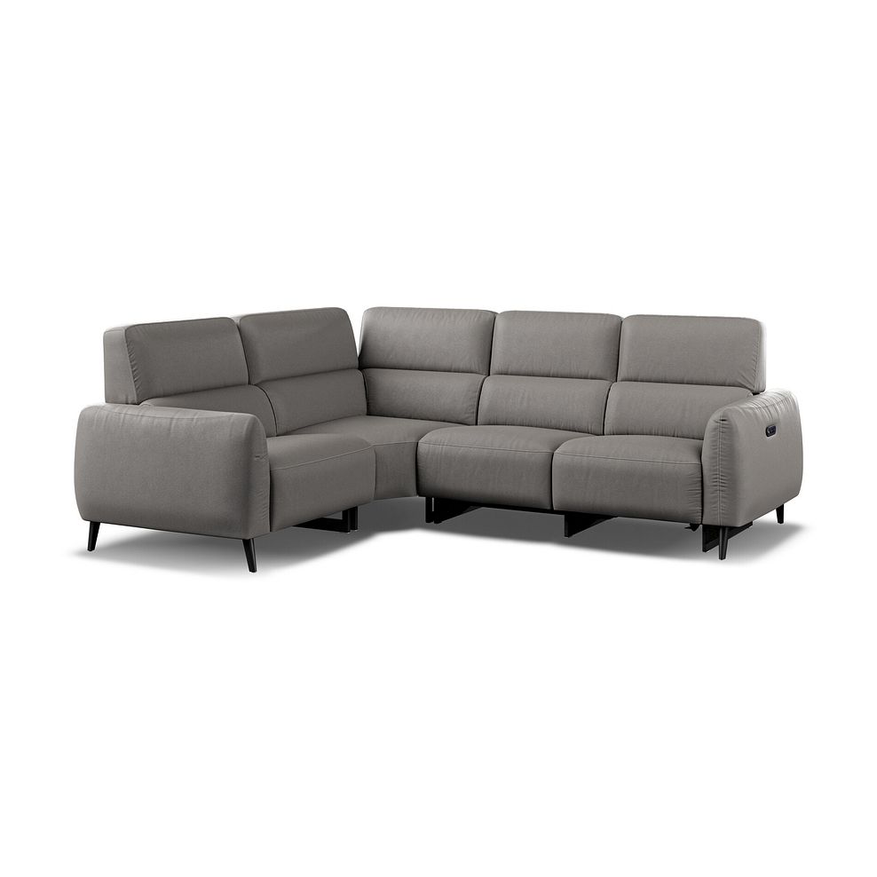 Juliette Left Hand Corner Sofa With One Recliner and Power Headrest in Elephant Grey Leather