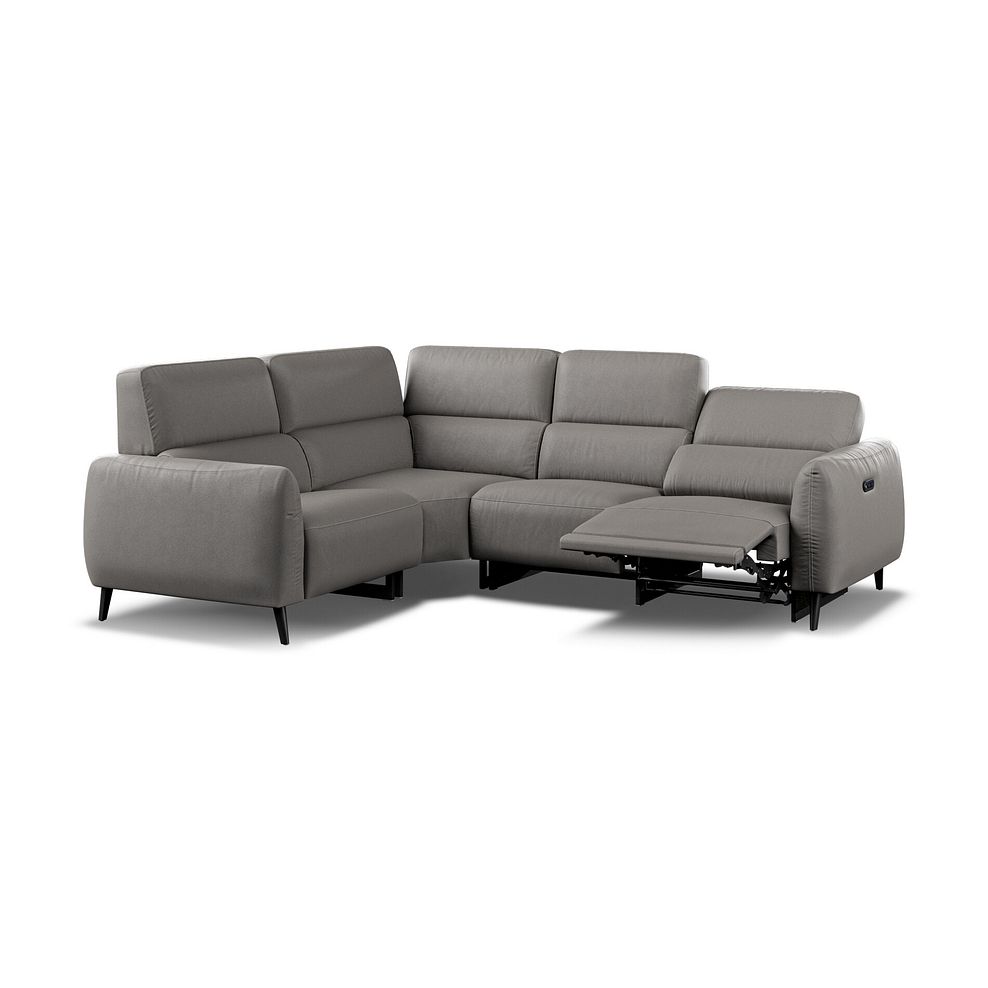 Juliette Left Hand Corner Sofa With One Recliner and Power Headrest in Elephant Grey Leather 3