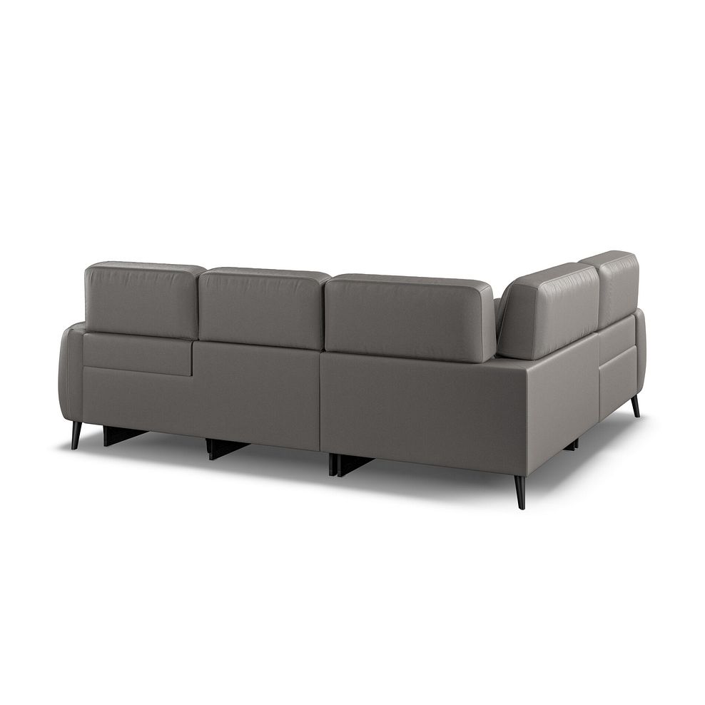 Juliette Left Hand Corner Sofa With One Recliner and Power Headrest in Elephant Grey Leather Thumbnail 4