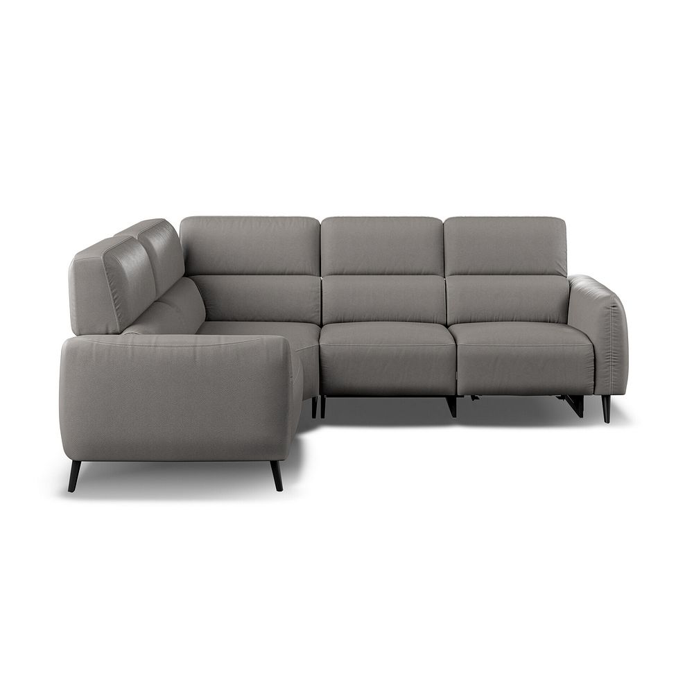 Juliette Left Hand Corner Sofa With One Recliner and Power Headrest in Elephant Grey Leather 5