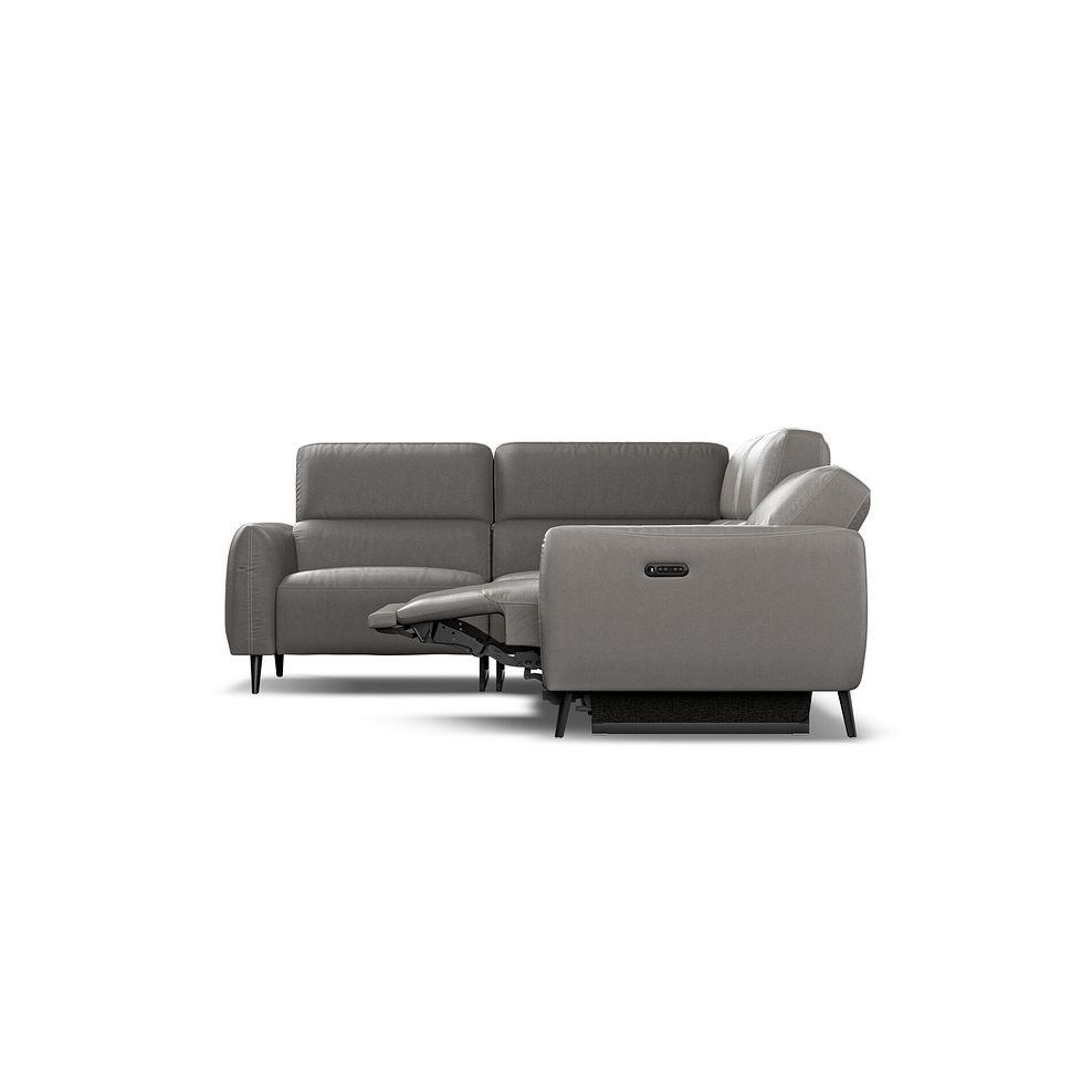 Juliette Left Hand Corner Sofa With One Recliner and Power Headrest in Elephant Grey Leather 7