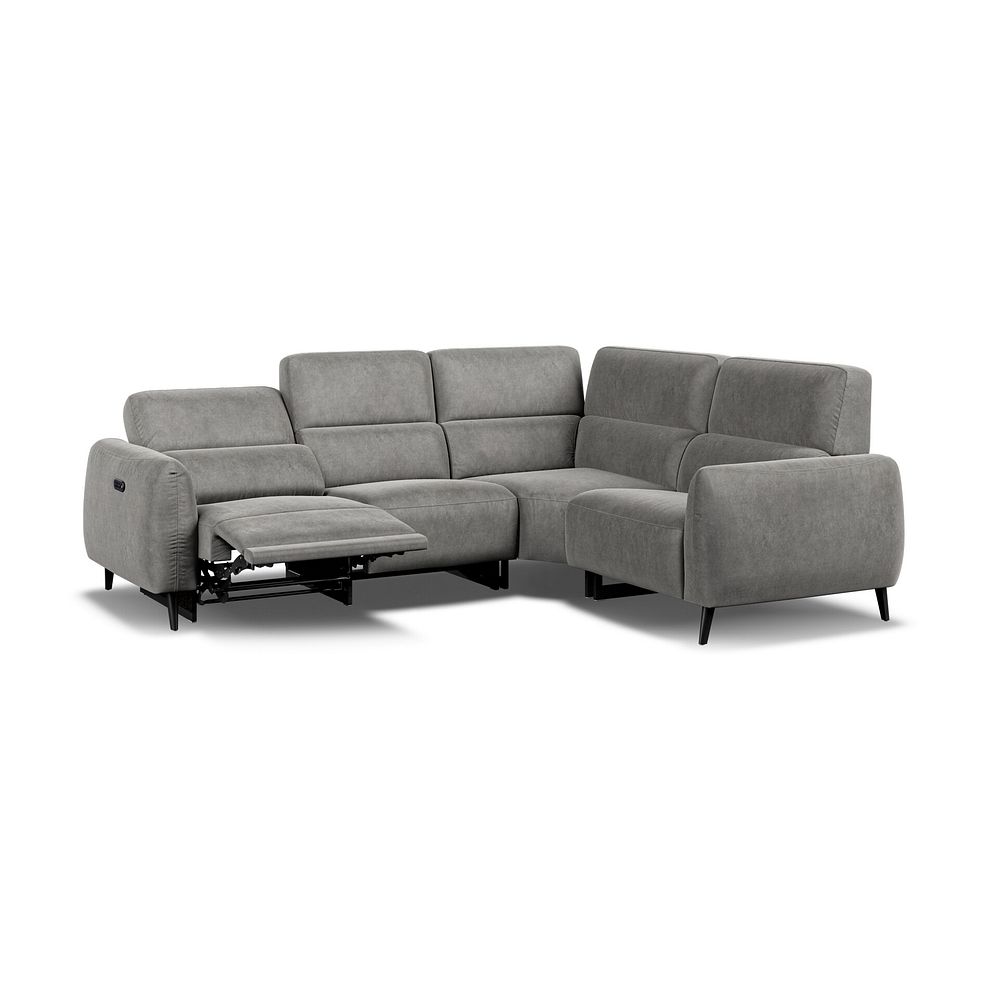 Juliette Left Hand Corner Sofa With One Recliner and Power Headrest in Maldives Dark Grey Fabric 3