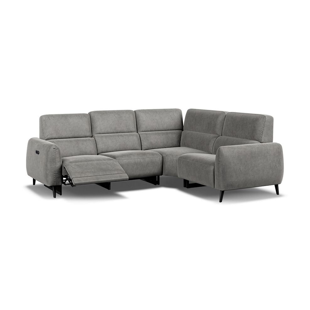 Juliette Left Hand Corner Sofa With One Recliner and Power Headrest in Maldives Dark Grey Fabric Thumbnail 3