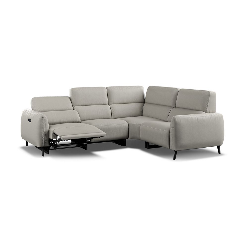 Juliette Left Hand Corner Sofa With One Recliner and Power Headrest in Taupe Leather Thumbnail 3