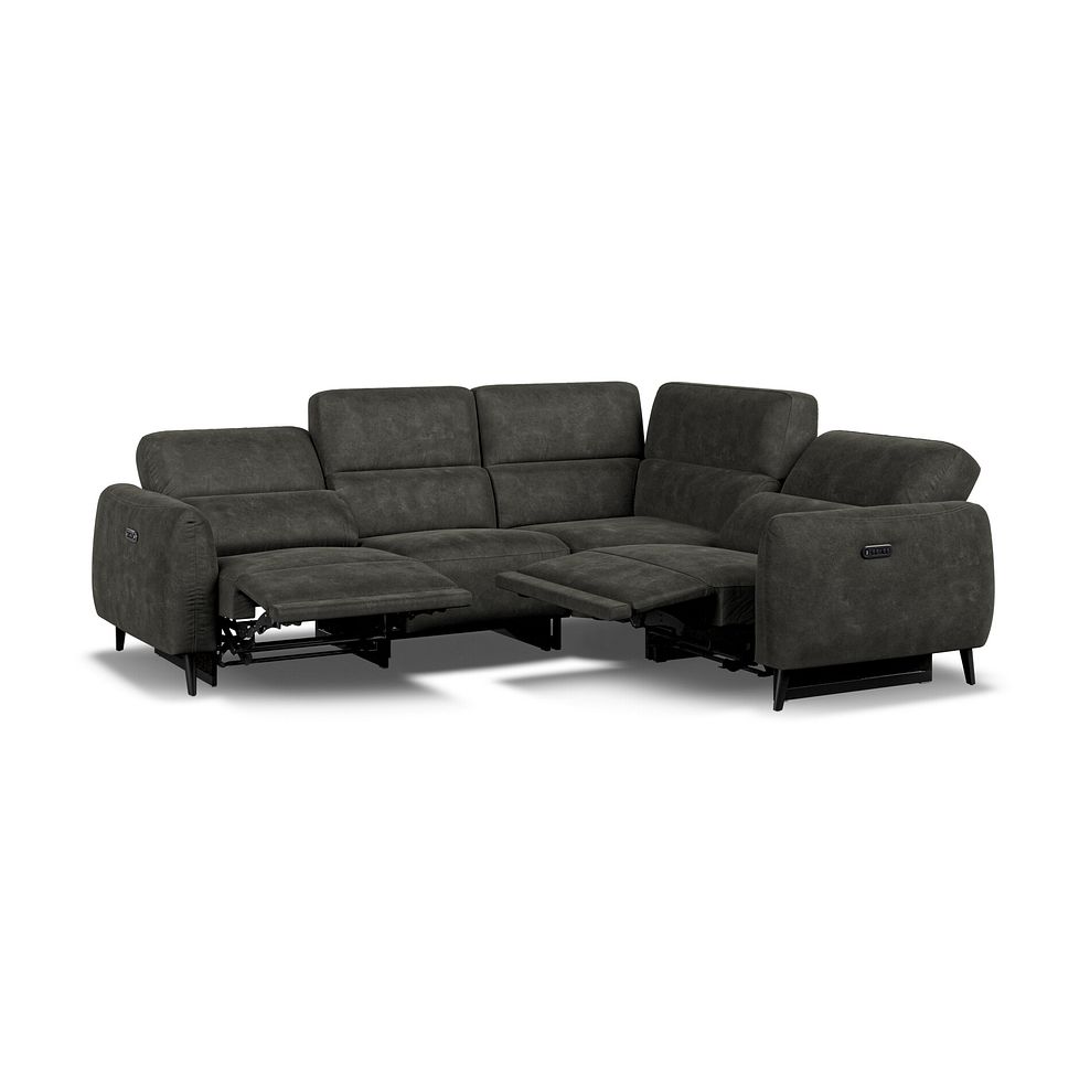 Juliette Left Hand Corner Sofa With Two Recliners and Power Headrest in Billy Joe Grey Fabric 2