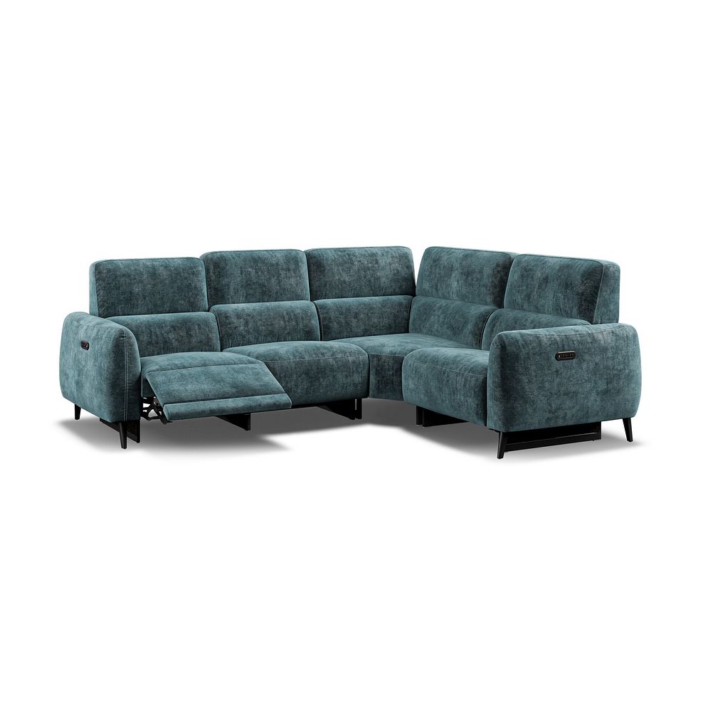 Juliette Left Hand Corner Sofa With Two Recliners and Power Headrest in Descent Blue Fabric 3
