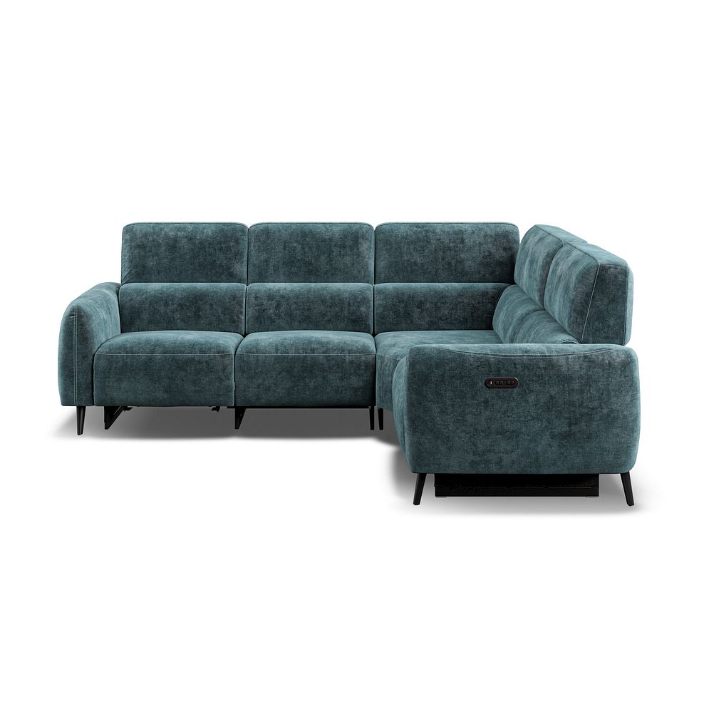 Juliette Left Hand Corner Sofa With Two Recliners and Power Headrest in Descent Blue Fabric 6