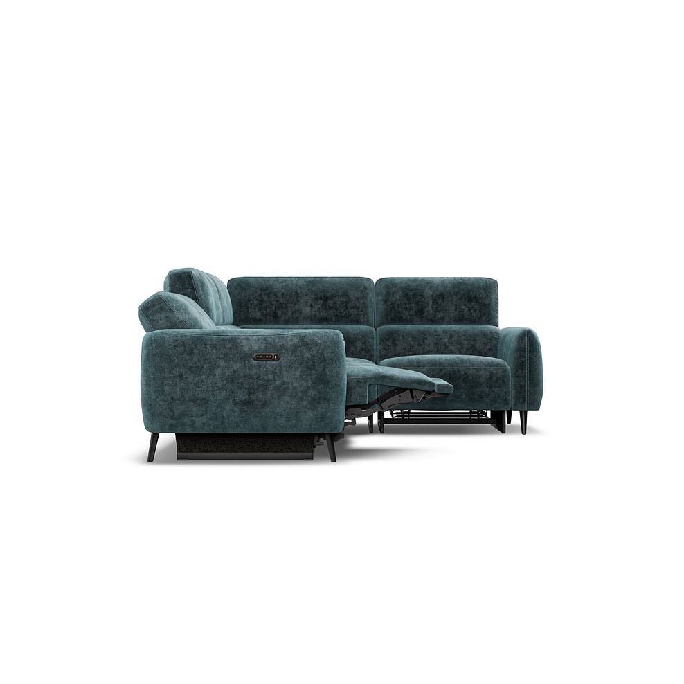 Juliette Left Hand Corner Sofa With Two Recliners and Power Headrest in Descent Blue Fabric 8