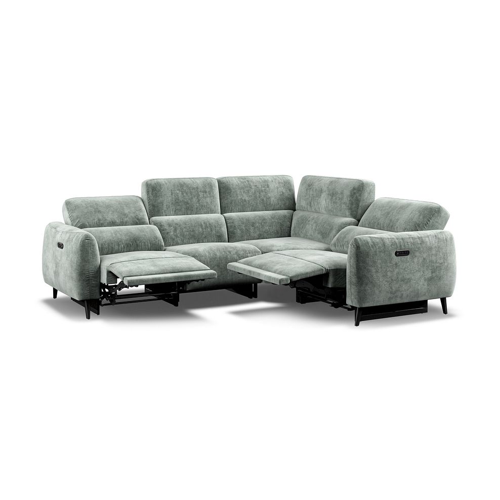 Juliette Left Hand Corner Sofa With Two Recliners and Power Headrest in Descent Pewter Fabric 2