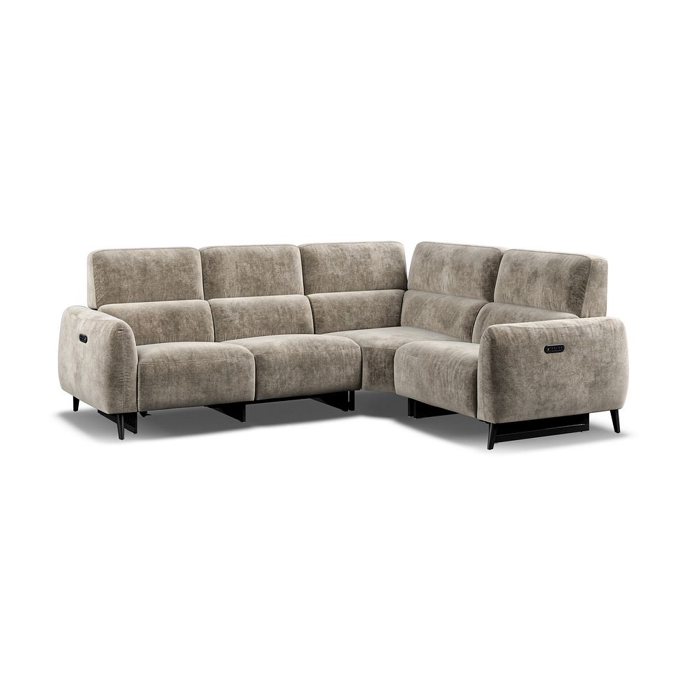 Juliette Left Hand Corner Sofa With Two Recliners and Power Headrest in Descent Taupe Fabric