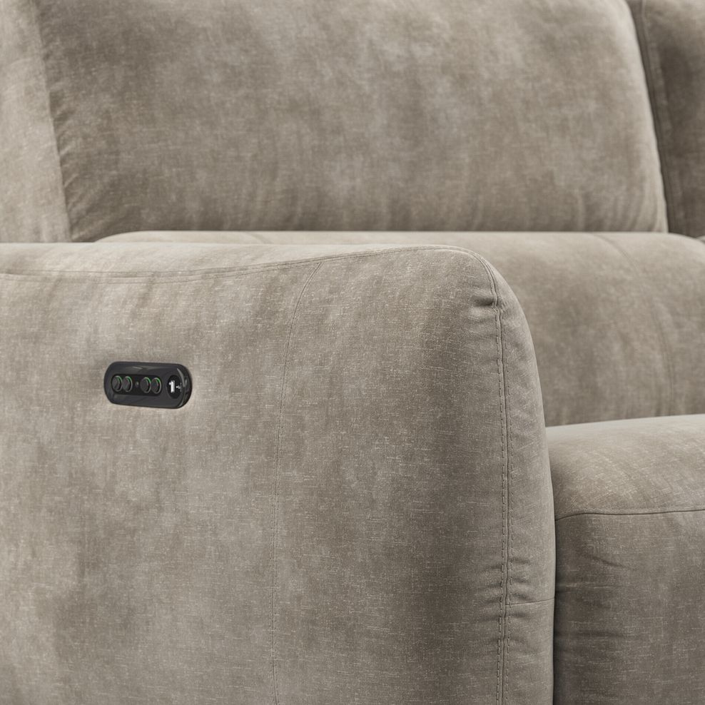 Juliette Left Hand Corner Sofa With Two Recliners and Power Headrest in Descent Taupe Fabric 10