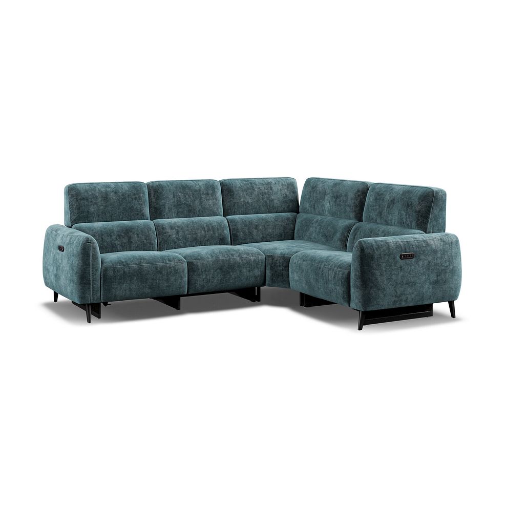 Juliette Left Hand Corner Sofa With Two Recliners and Power Headrest in Descent Blue Fabric Thumbnail 1