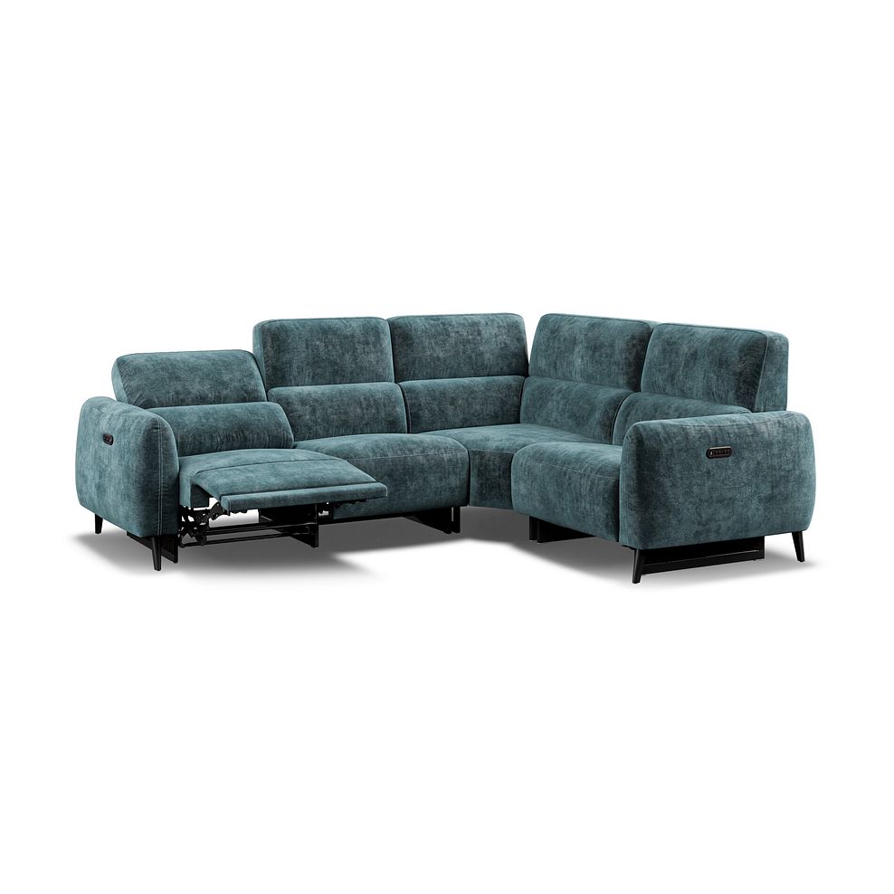 Juliette Left Hand Corner Sofa With Two Recliners and Power Headrest in Descent Blue Fabric 4