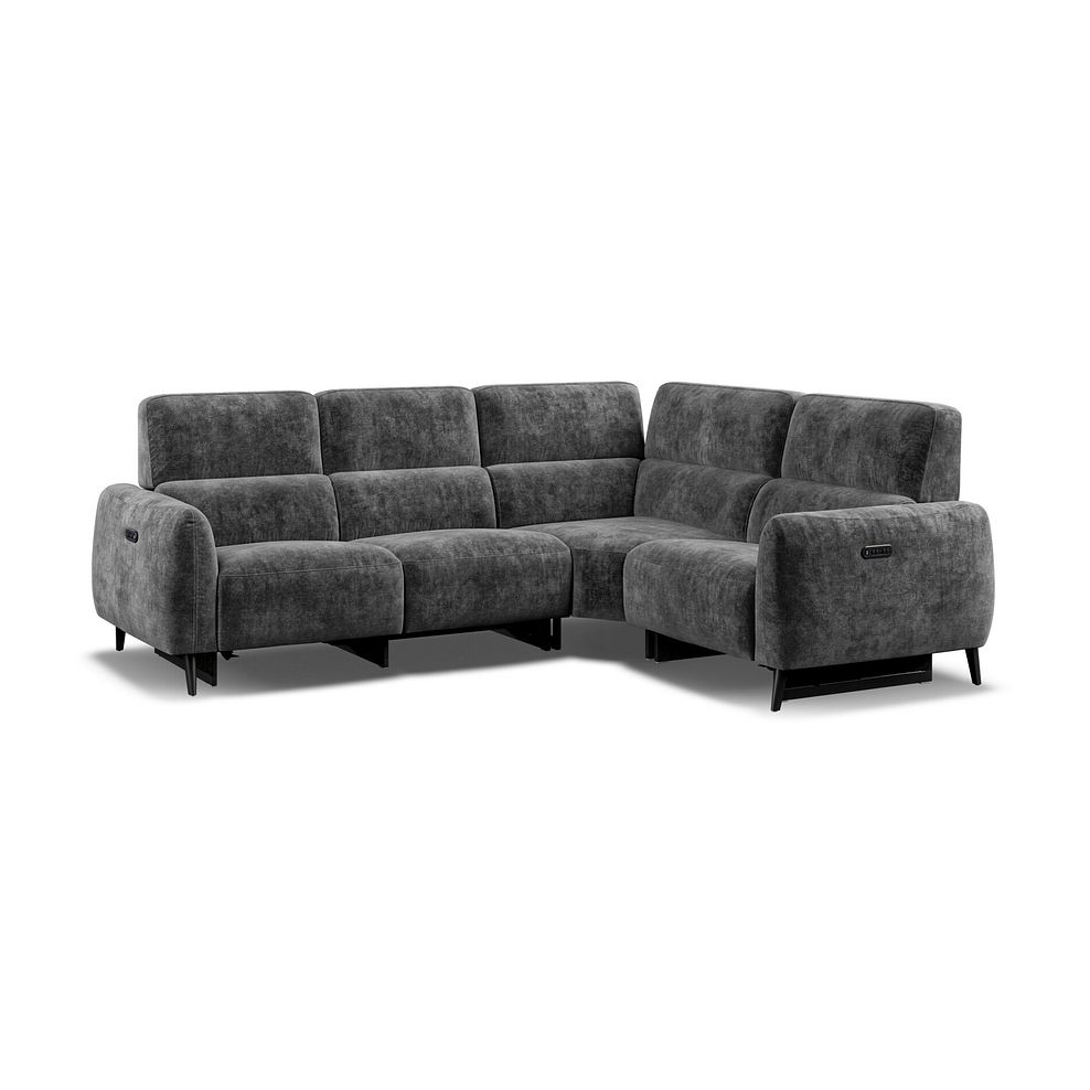 Juliette Left Hand Corner Sofa With Two Recliners and Power Headrest in Descent Charcoal Fabric