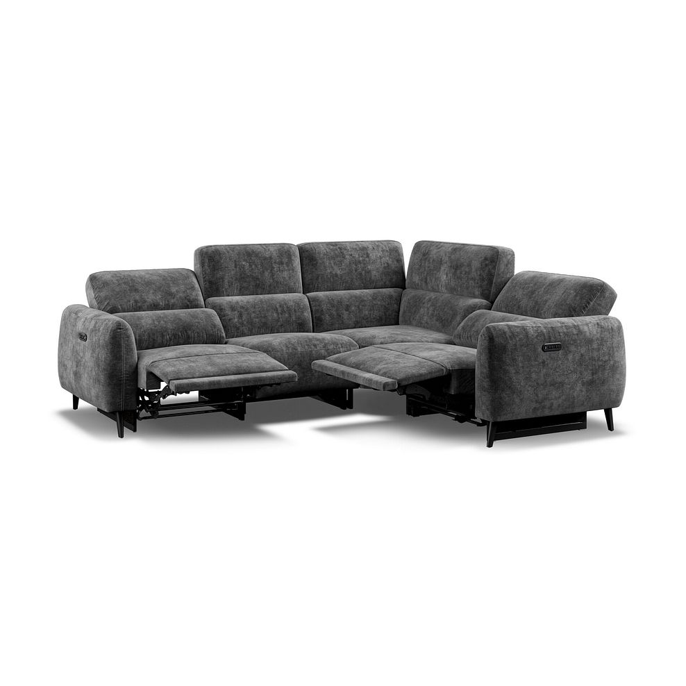 Juliette Left Hand Corner Sofa With Two Recliners and Power Headrest in Descent Charcoal Fabric 2