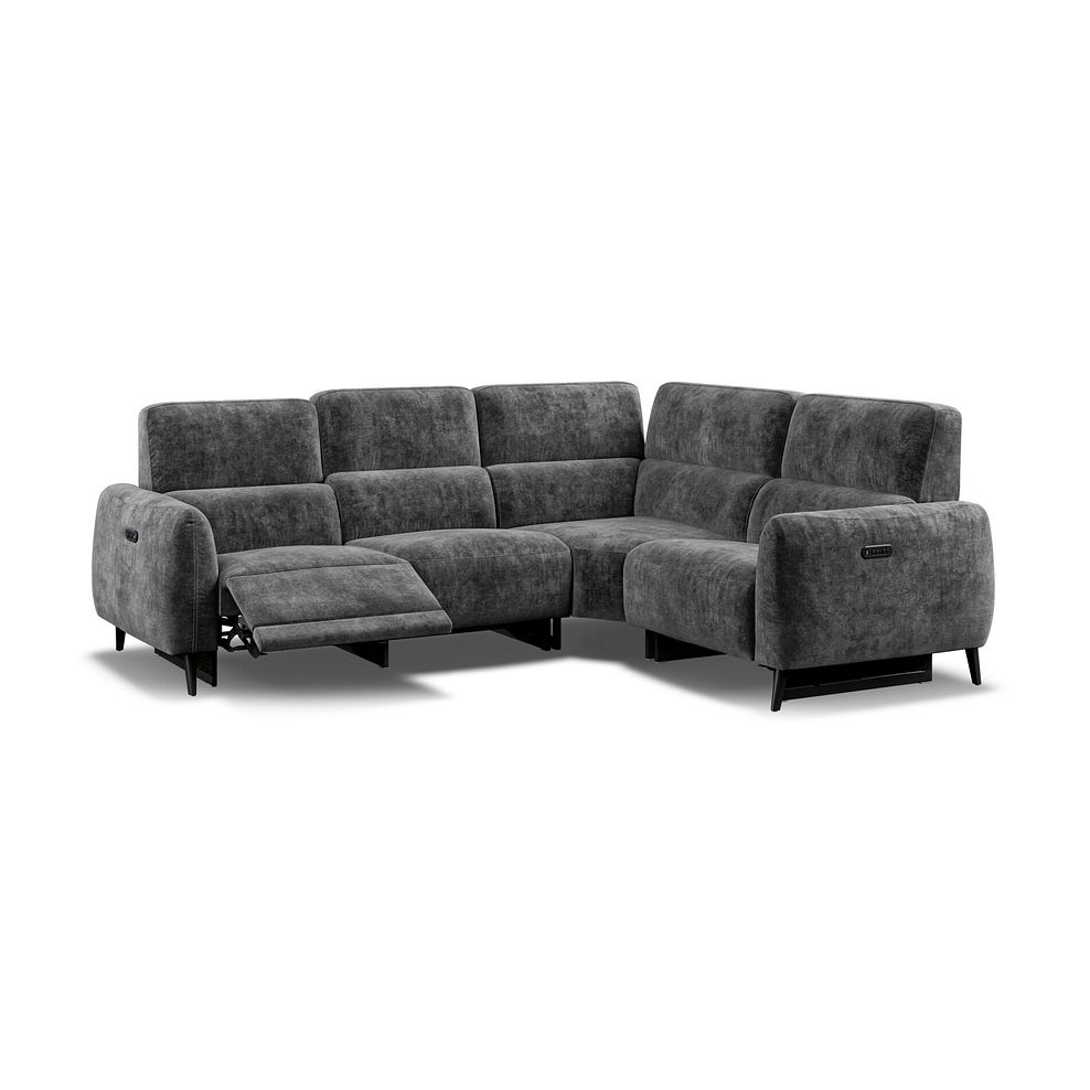 Juliette Left Hand Corner Sofa With Two Recliners and Power Headrest in Descent Charcoal Fabric 3