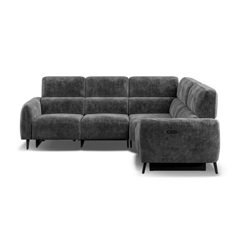 Juliette Left Hand Corner Sofa With Two Recliners and Power Headrest in Descent Charcoal Fabric 6