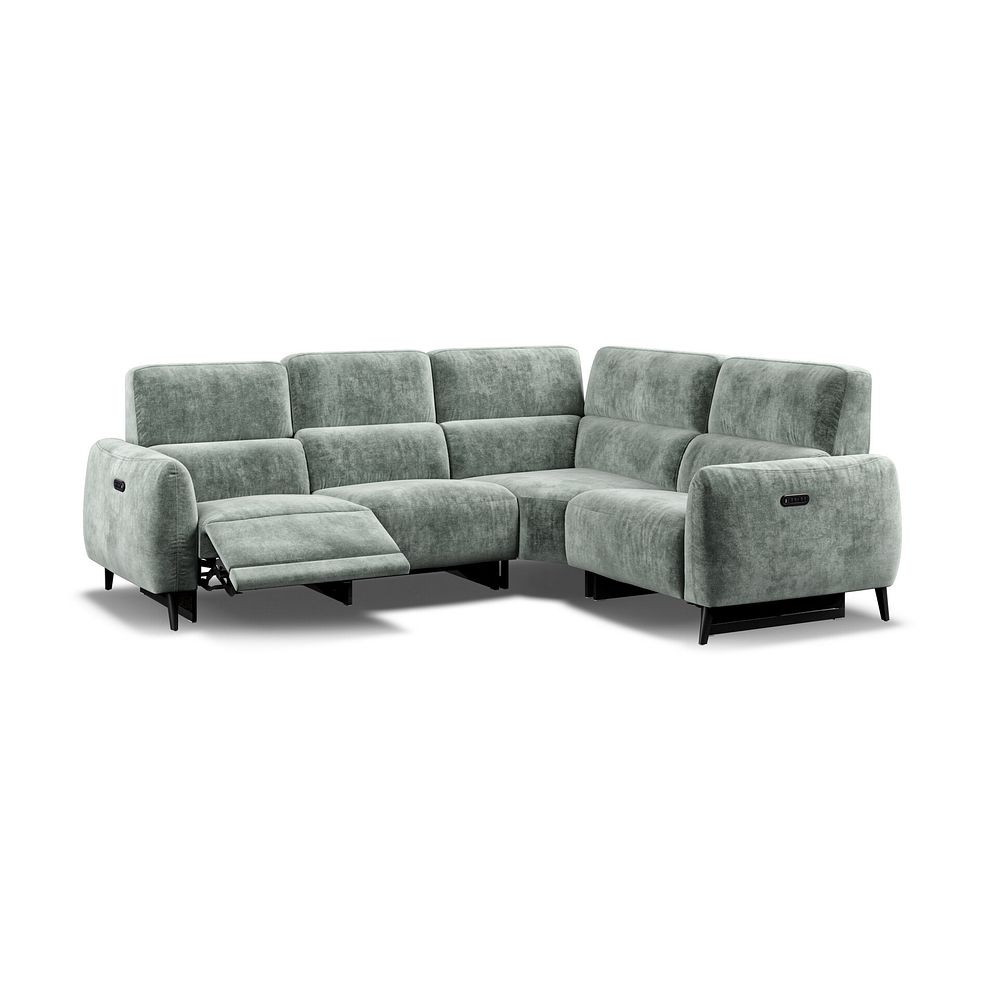 Juliette Left Hand Corner Sofa With Two Recliners and Power Headrest in Descent Pewter Fabric 3