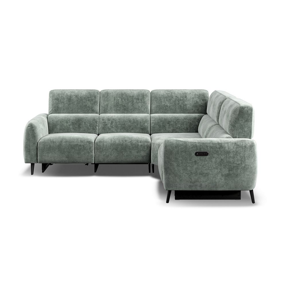 Juliette Left Hand Corner Sofa With Two Recliners and Power Headrest in Descent Pewter Fabric 6