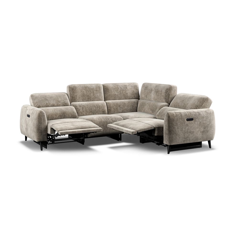 Juliette Left Hand Corner Sofa With Two Recliners and Power Headrest in Descent Taupe Fabric Thumbnail 2