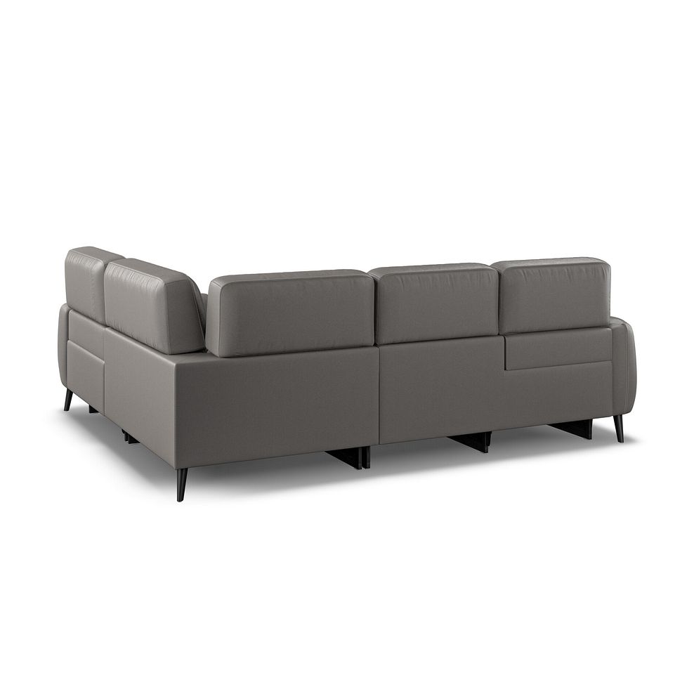 Juliette Left Hand Corner Sofa With Two Recliners and Power Headrest in Elephant Grey Leather 5