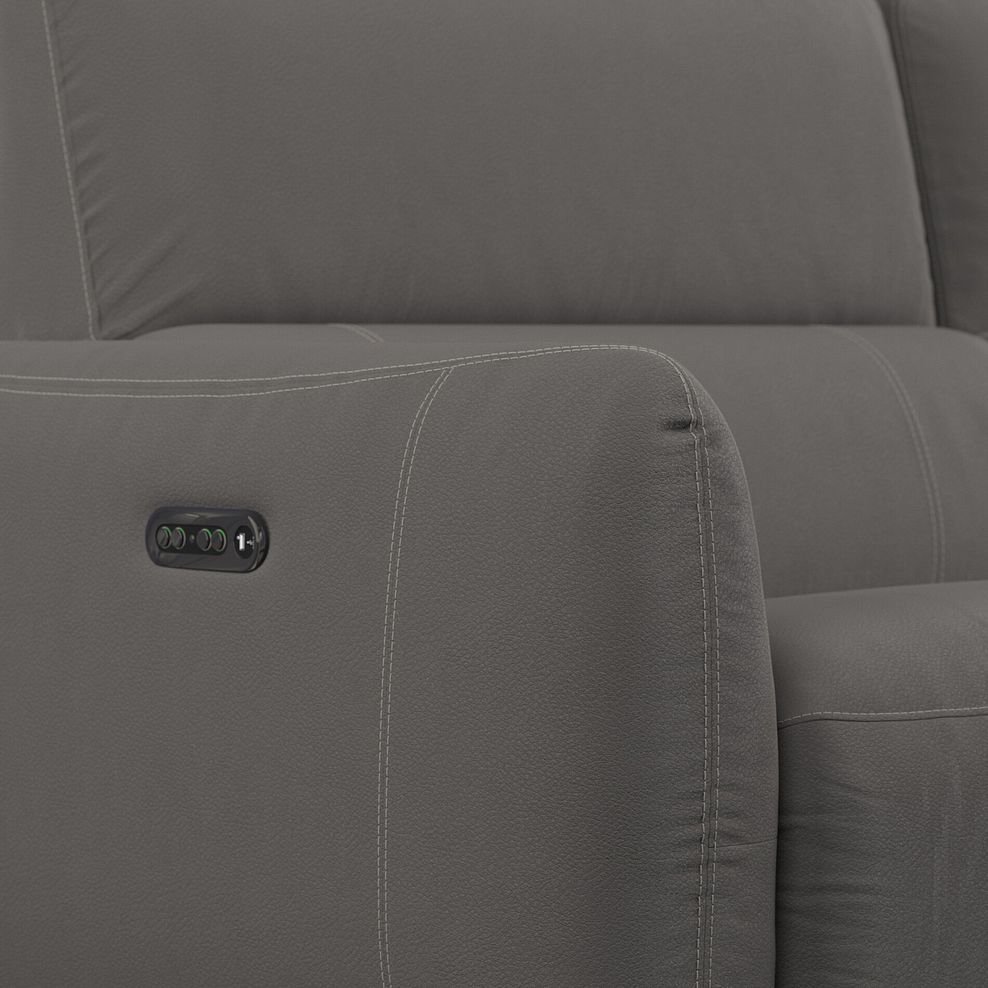 Juliette Left Hand Corner Sofa With Two Recliners and Power Headrest in Elephant Grey Leather 10