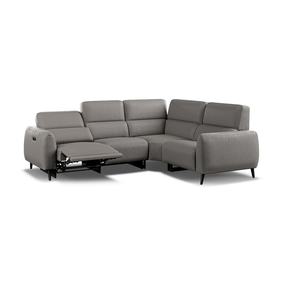 Juliette Left Hand Corner Sofa With Two Recliners and Power Headrest in Elephant Grey Leather Thumbnail 3
