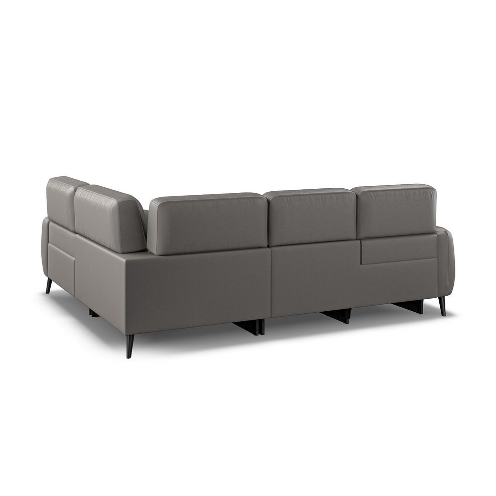 Juliette Left Hand Corner Sofa With Two Recliners and Power Headrest in Elephant Grey Leather Thumbnail 4
