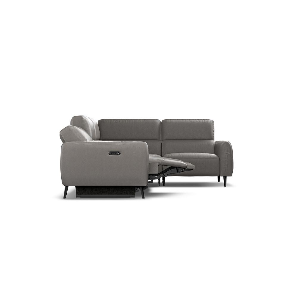 Juliette Left Hand Corner Sofa With Two Recliners and Power Headrest in Elephant Grey Leather 7