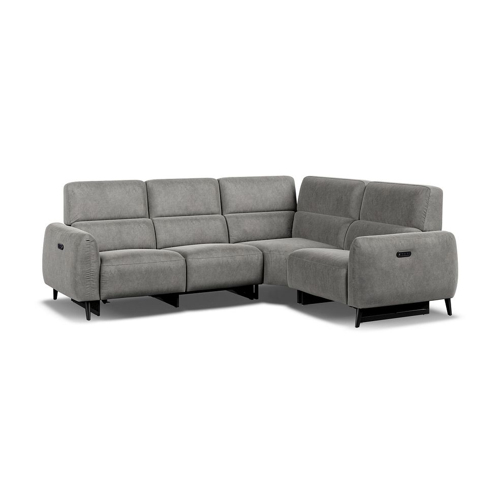 Juliette Left Hand Corner Sofa With Two Recliners and Power Headrest in Maldives Dark Grey Fabric 1