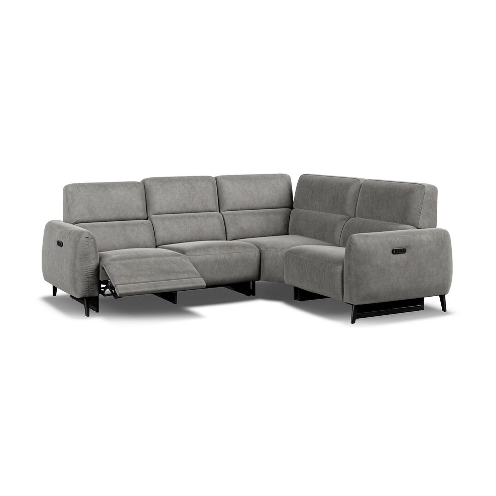 Juliette Left Hand Corner Sofa With Two Recliners and Power Headrest in Maldives Dark Grey Fabric Thumbnail 3