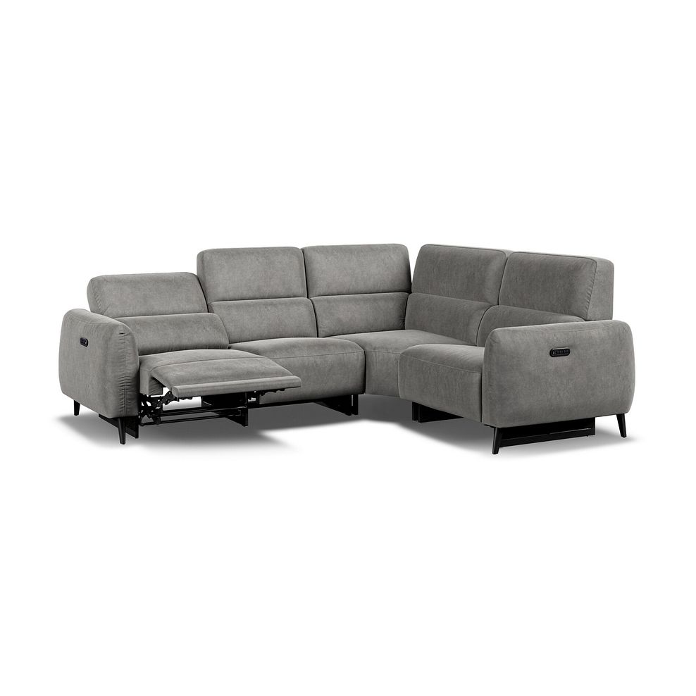 Juliette Left Hand Corner Sofa With Two Recliners and Power Headrest in Maldives Dark Grey Fabric 4