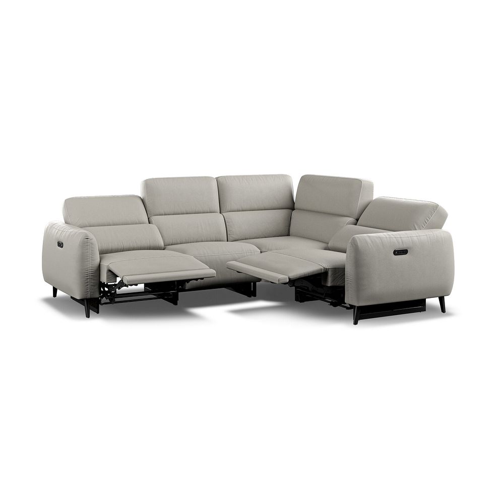 Juliette Left Hand Corner Sofa With Two Recliners and Power Headrest in Taupe Leather Thumbnail 2
