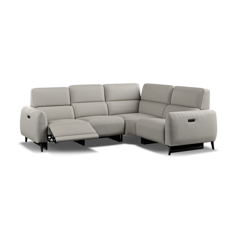 Juliette Left Hand Corner Sofa With Two Recliners and Power Headrest in Taupe Leather Thumbnail 3
