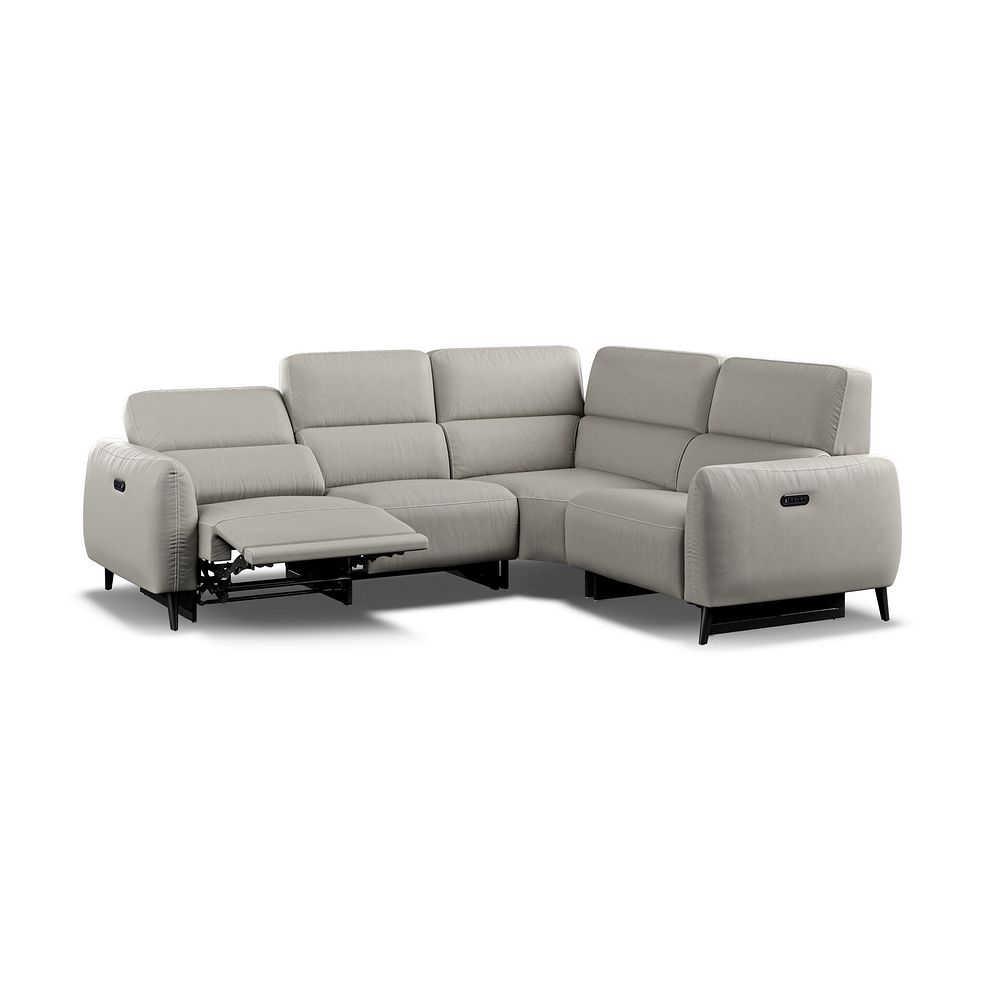 Juliette Left Hand Corner Sofa With Two Recliners and Power Headrest in Taupe Leather Thumbnail 4