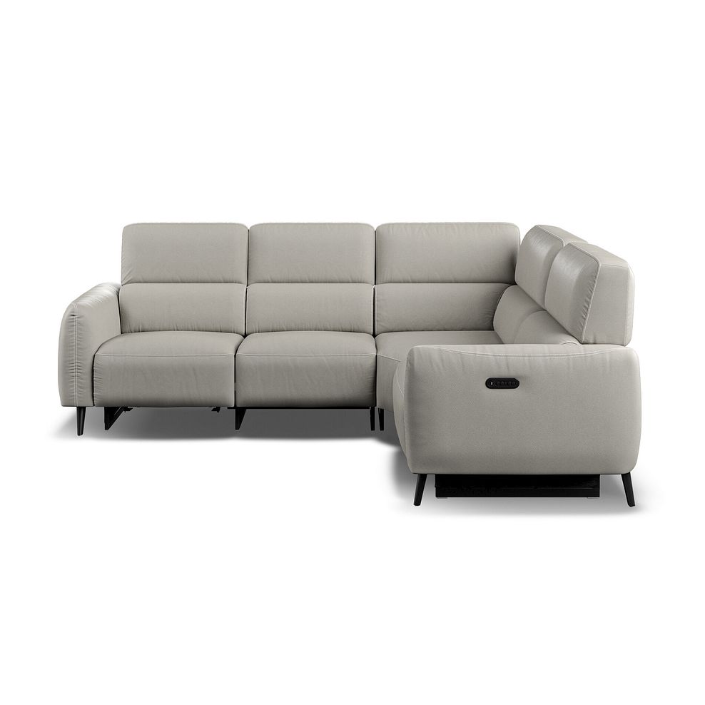 Juliette Left Hand Corner Sofa With Two Recliners and Power Headrest in Taupe Leather 6