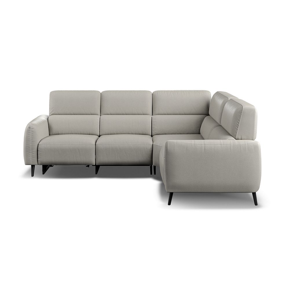 Juliette Left Hand Corner Sofa With Two Recliners and Power Headrest in Taupe Leather 5