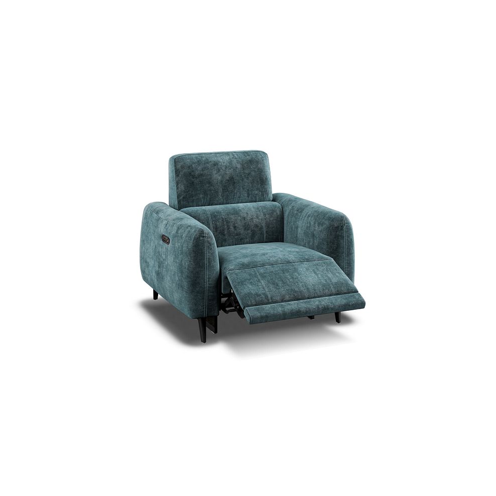 Juliette Recliner Armchair With Power Headrest in Descent Blue Fabric 2